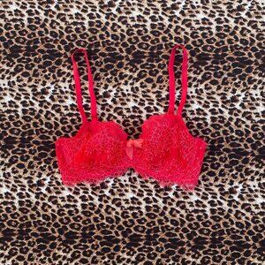 valentines red lace balconette bra